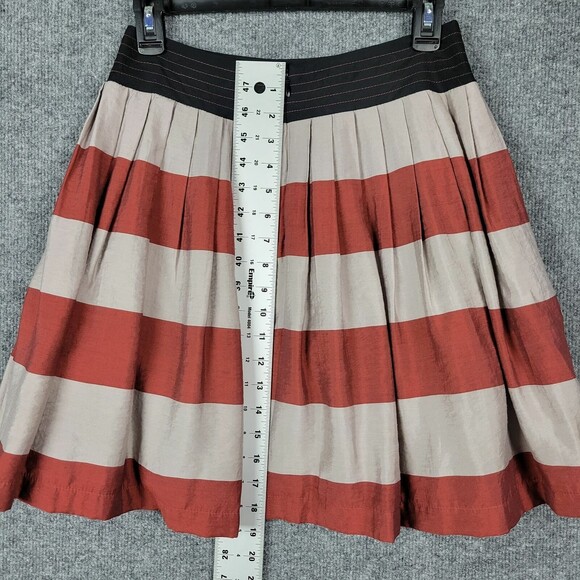 Anthropologie COREY LYNN CALTER Red & Gray Stripe Lined Skirt Pockets SIZE 0 - Picture 7 of 12